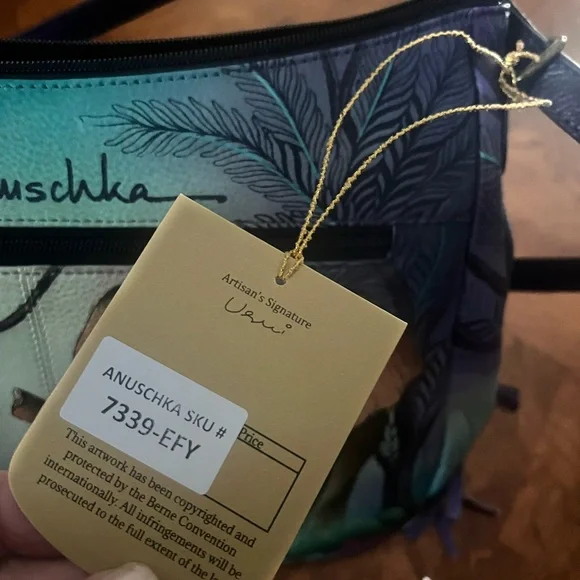 Anuschka Purple Elephant Design Shoulder Bag - Picture 5 of 9